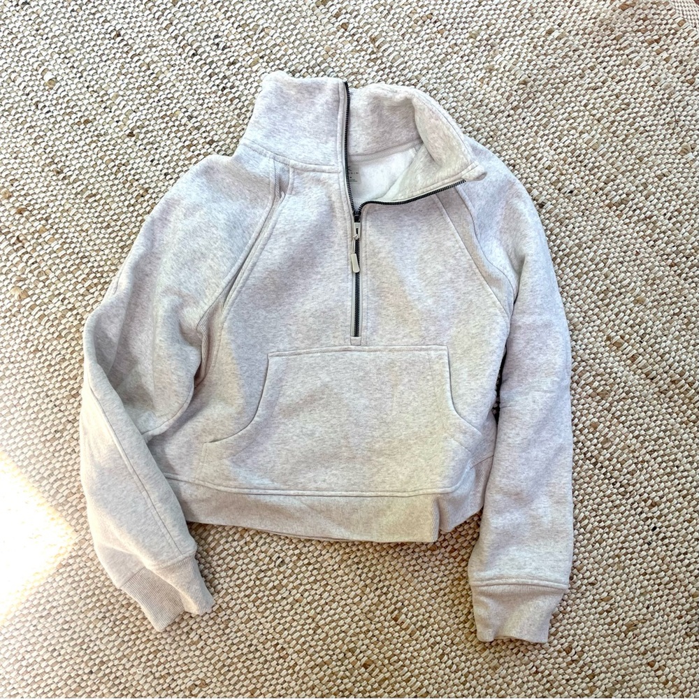 Danskin Gray Half-Zip Cropped Sweatshirt with Thumb Holes